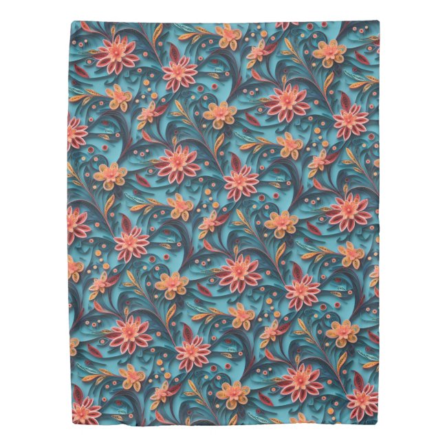 Seamless floral paper pattern Duvet Cover