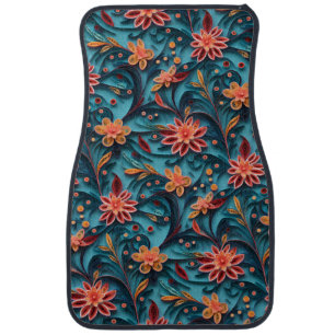 Seamless floral paper pattern Front Car Mats