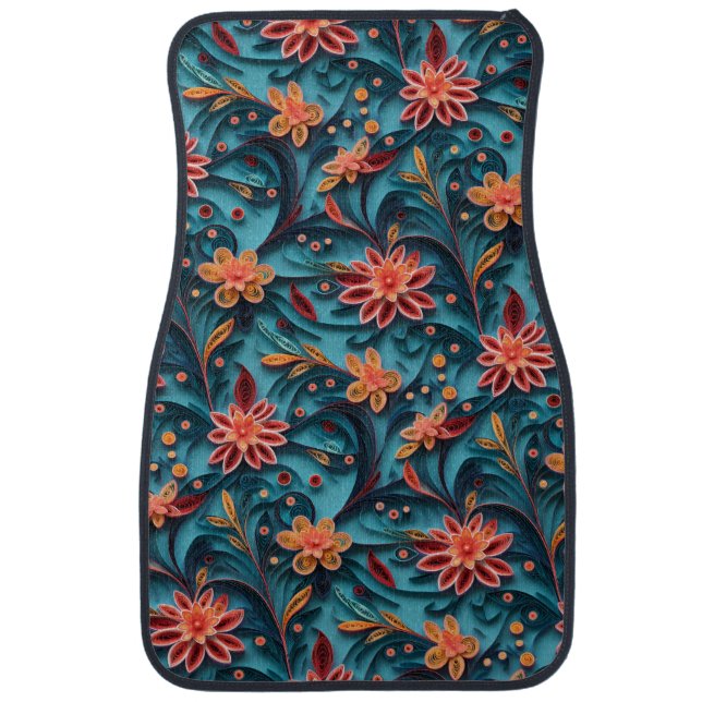 Seamless floral paper pattern Front Car Mats (Front)