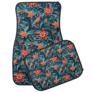 Seamless floral paper pattern Full Set of Car Mats