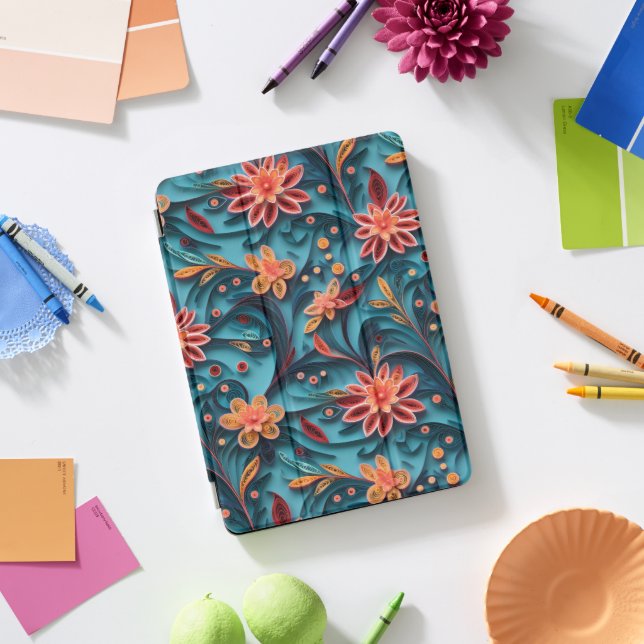 Seamless floral paper pattern iPad cover (Desk)