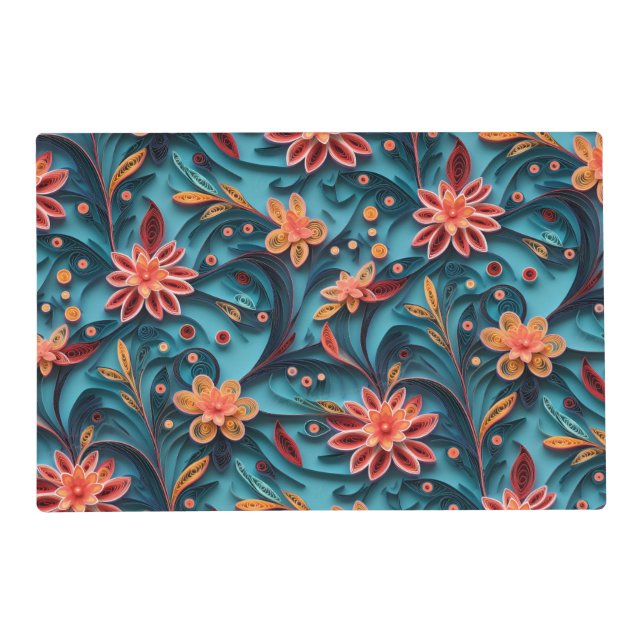 Seamless floral paper pattern Laminated Placemat (Front)