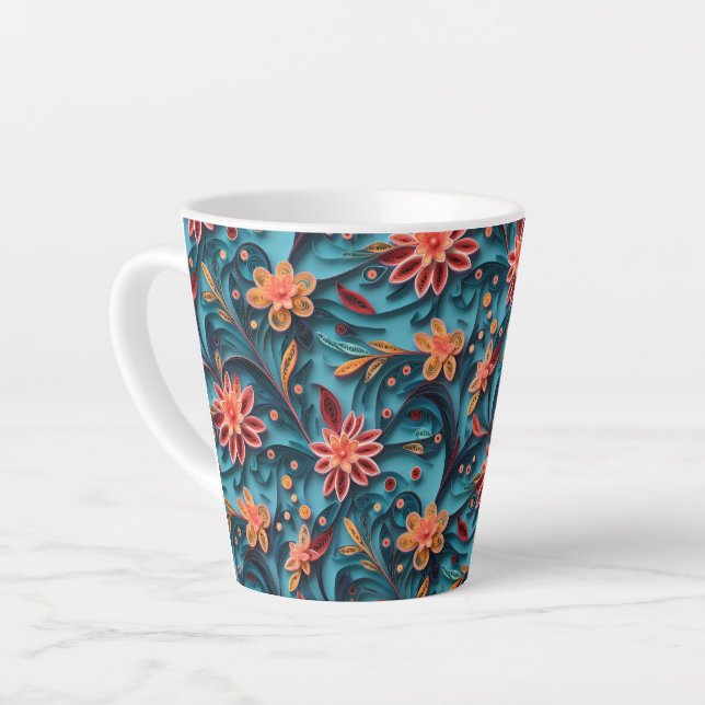 Seamless floral paper pattern Latte Mug (Left Angle)