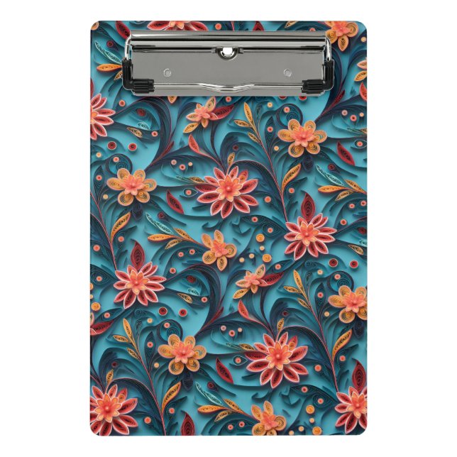 Seamless floral paper pattern Mini Clipboard (Front)
