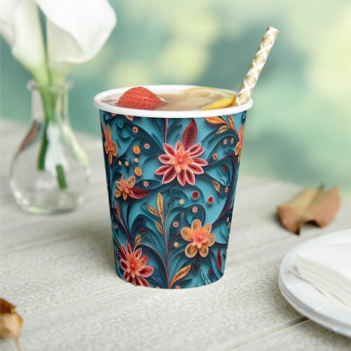 Seamless floral paper pattern Paper cup