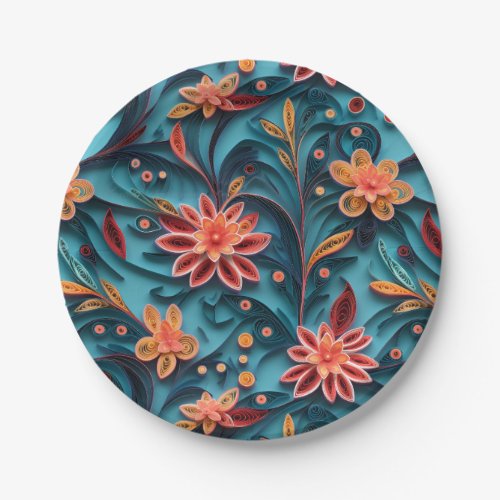 Seamless floral paper pattern Paper Plates