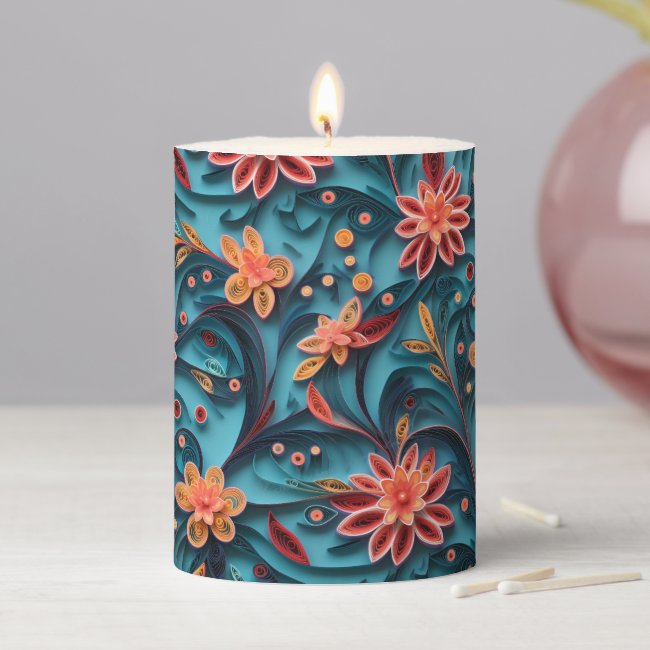 Seamless floral paper pattern Pillar Candle