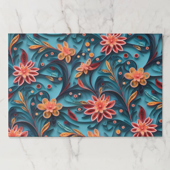 Seamless floral paper pattern Tearaway Placemat (Front)