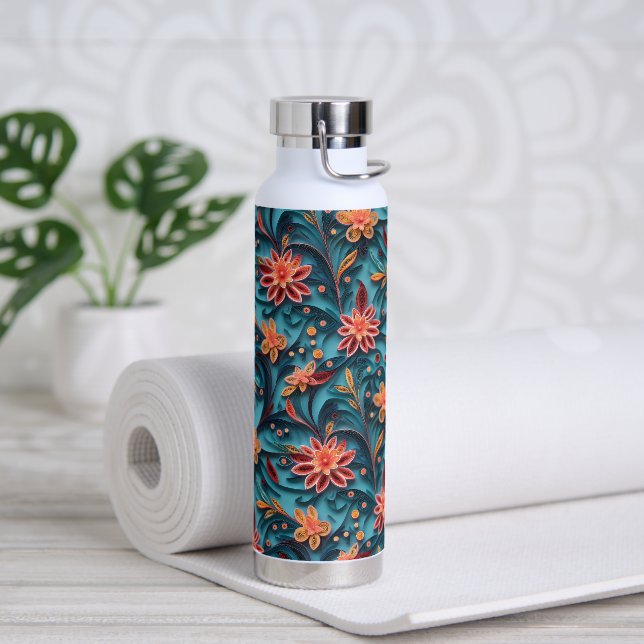 Seamless floral paper pattern Water Bottle (Yoga)