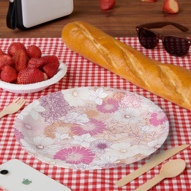 Seamless Floral  Paper Plates (Picnic)