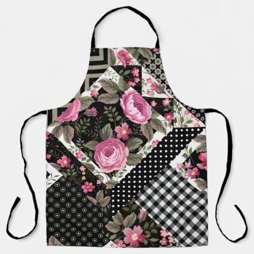 seamless floral patchwork pattern with geometrical apron