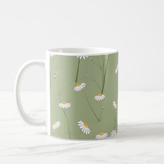 Seamless floral pattern background with cosmos flo coffee mug (Left)