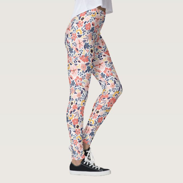 Seamless Floral Pattern Beauty Vintage Blossom Leggings (Right)