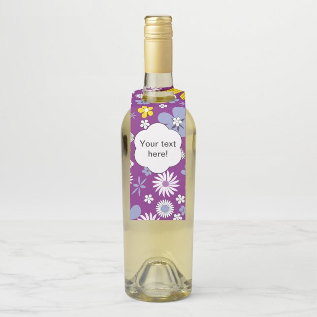 Seamless Floral Pattern Bottle Hanger Tag (On Bottle)