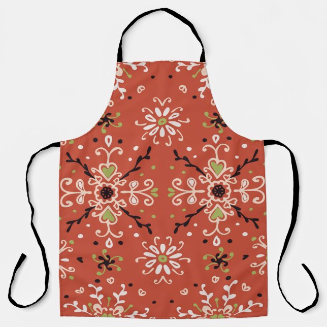 Seamless floral pattern folk colorful flowers and  apron (Front)