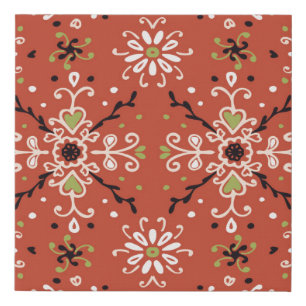 Seamless floral pattern folk colorful flowers and faux canvas print