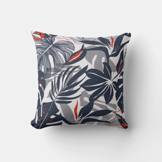 Seamless floral pattern from exotic jungle plants. throw pillow (Front)