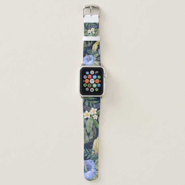 Seamless floral pattern from hand painted watercol apple watch band (Front)