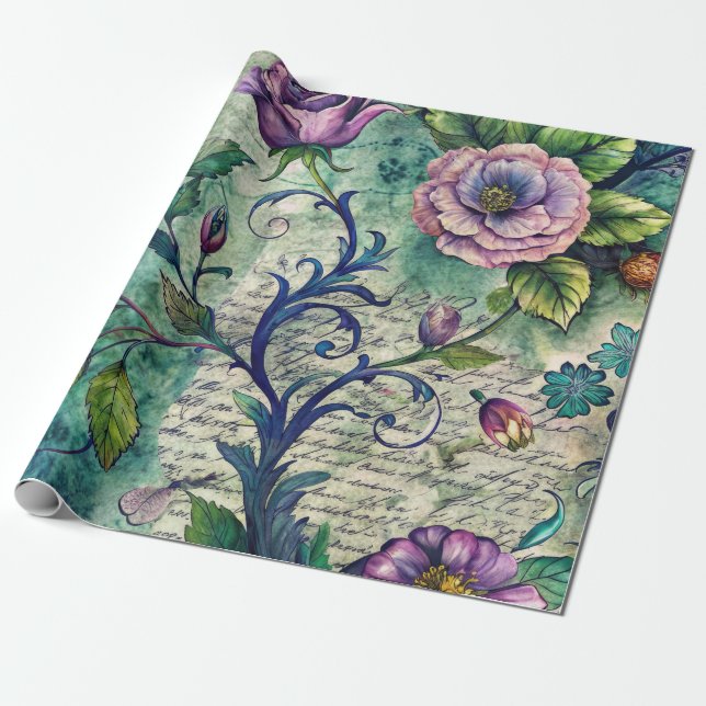 Seamless Floral Pattern Furniture Decoupage Paper (Unrolled)