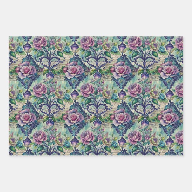 Seamless Floral Pattern Furniture Decoupage Wrapping Paper Sheets (Front)