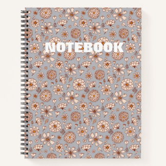Seamless Floral pattern Gray Notebook