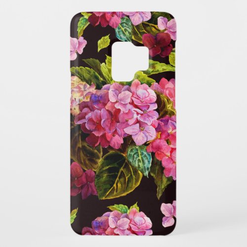 Seamless floral pattern Hydrangea on a on a dark  Case_Mate Samsung Galaxy S9 Case