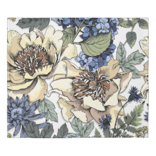 Seamless floral pattern. Hydrangea, Peony, wildf Duvet Cover