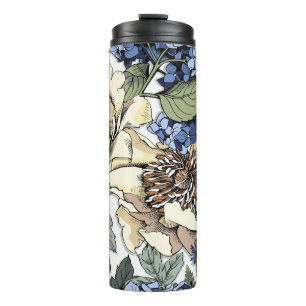 Seamless floral pattern. Hydrangea, Peony, wildf Thermal Tumbler
