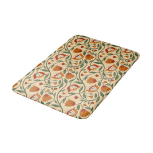 Seamless floral pattern in beige background bath mat