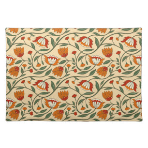 Seamless floral pattern in beige background cloth placemat