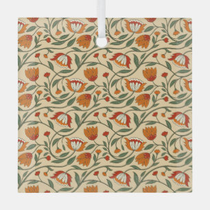 Seamless floral pattern in beige background glass ornament