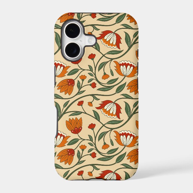Seamless floral pattern in beige background iphone case (Back)