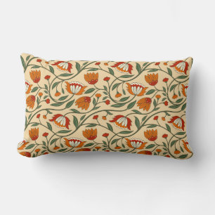 Seamless floral pattern in beige background lumbar pillow