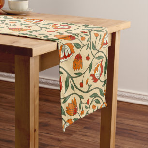 Seamless floral pattern in beige background short table runner