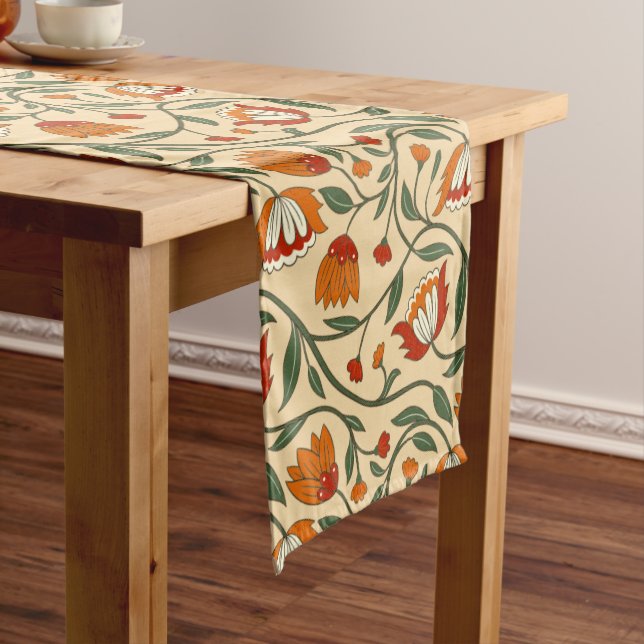 Seamless floral pattern in beige background short table runner (In Situ)