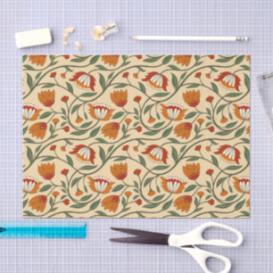 Seamless floral pattern in beige background tissue paper