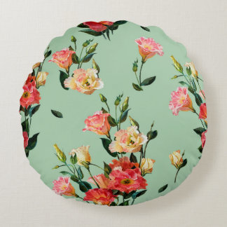 Seamless floral pattern in victorian style. Bouque Round Pillow