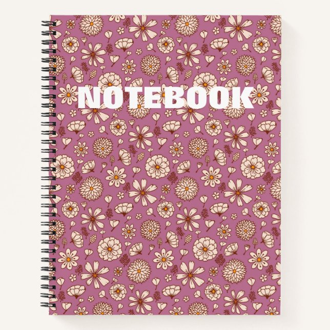 Seamless Floral pattern maroon Notebook (Front)
