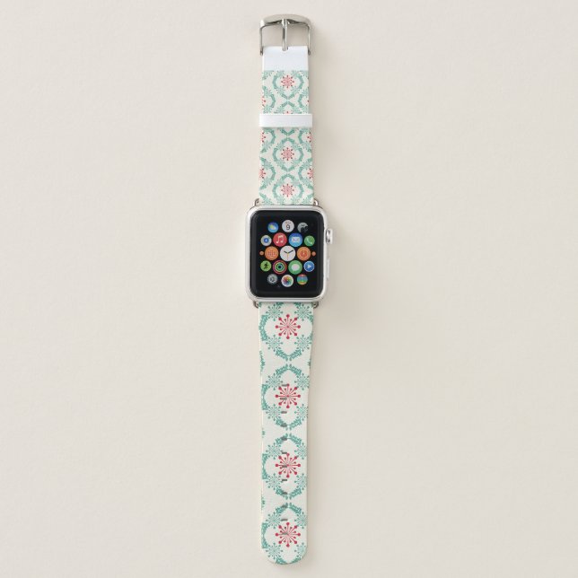 Seamless floral pattern of abstract flowers and le apple watch band (Front)