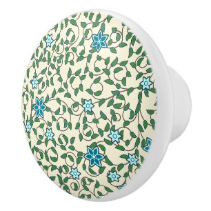 Seamless floral pattern on beige background ceramic knob