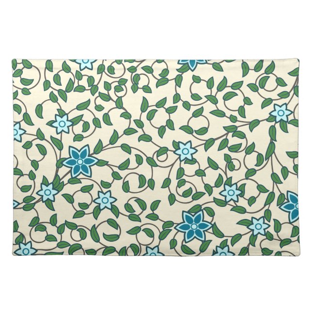 Seamless floral pattern on beige background cloth placemat (Front)
