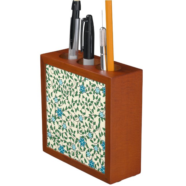 Seamless floral pattern on beige background desk organizer (In Situ)