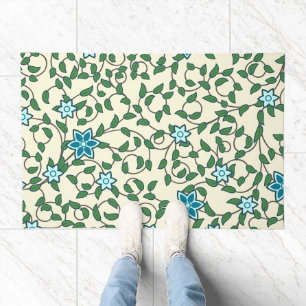 Seamless floral pattern on beige background doormat