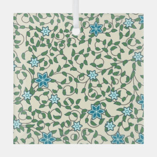 Seamless floral pattern on beige background glass ornament