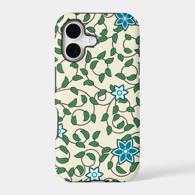 Seamless floral pattern on beige background iPhone case (Back)