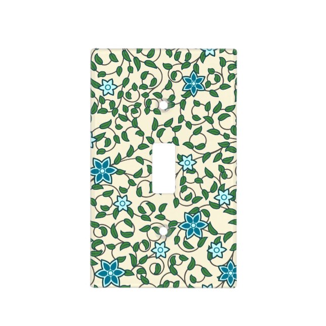 Seamless floral pattern on beige background light switch cover (Front)