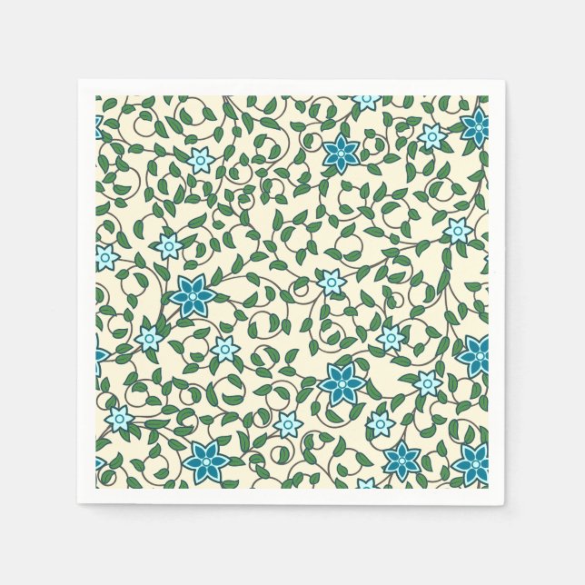 Seamless floral pattern on beige background napkins (Front)