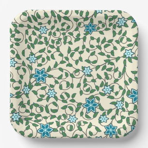 Seamless floral pattern on beige background paper plates