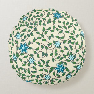 Seamless floral pattern on beige background round pillow