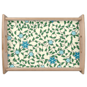 Seamless floral pattern on beige background serving tray